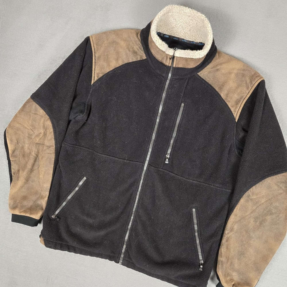 Kuhl Alpenwurx Jacket Mens Large Black Fleece‎ Brown Accents Full Zip Outdoors